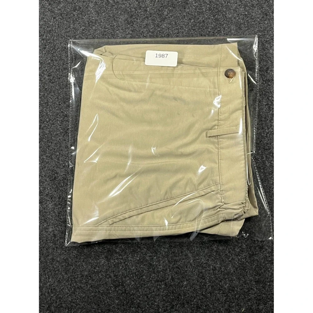 Greg Norman Golf Shorts Men 36 Beige Stretch Mid Rise Comfort Performance Casual